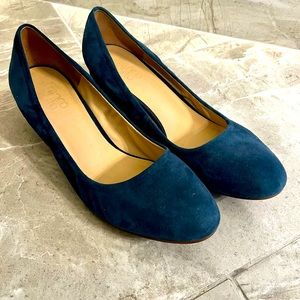 Franco Sarto Blue Velvet Block Heels